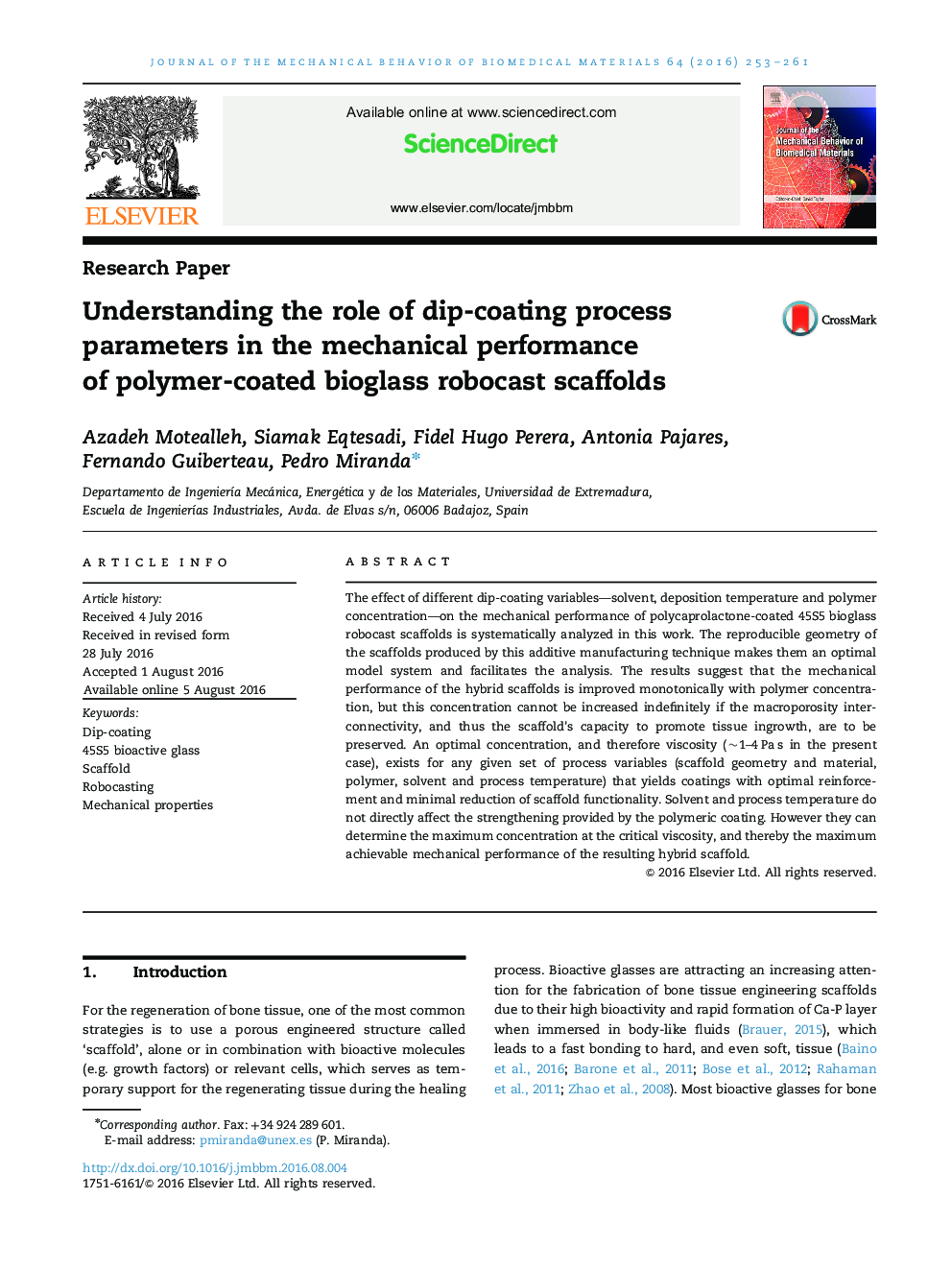 Understanding the role of dip-coating process parameters in the mechanical performance of polymer-coated bioglass robocast scaffolds