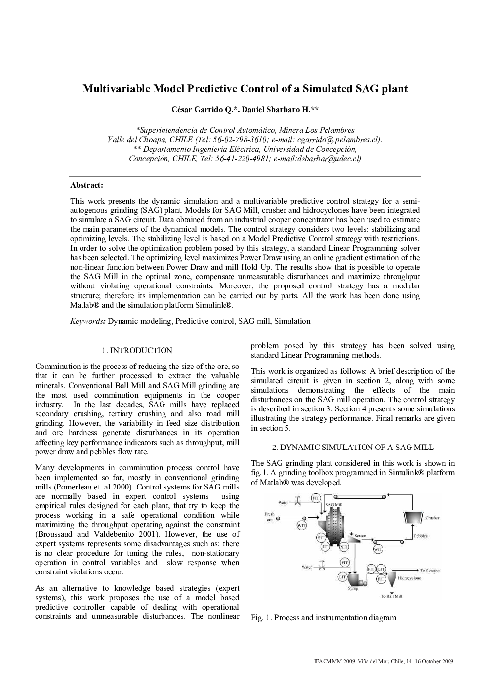 Multivariable Model Predictive Control of a Simulated SAG plant