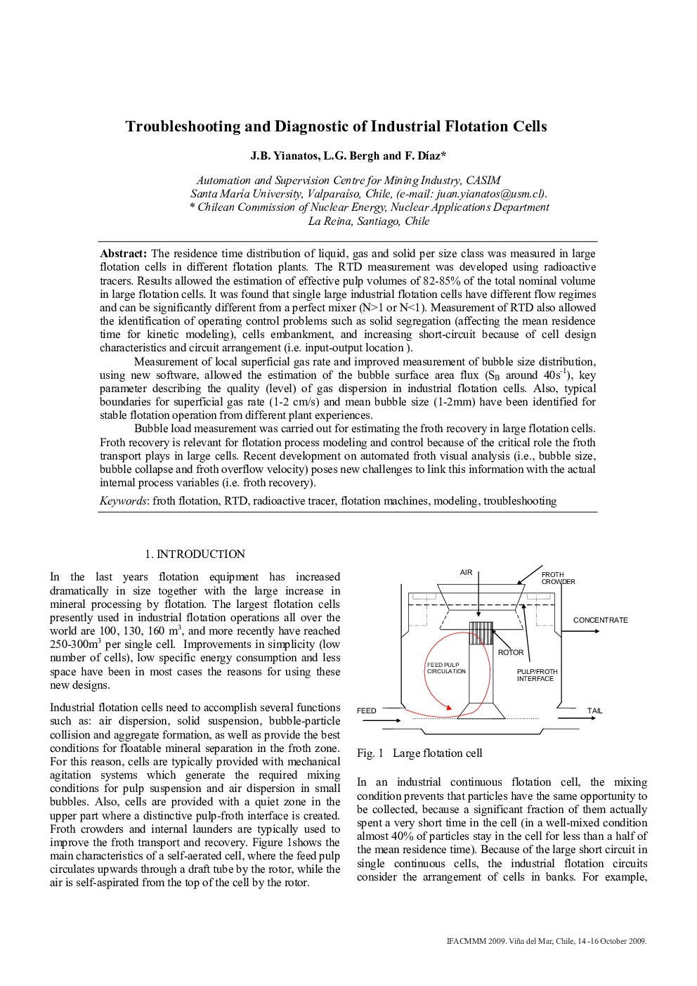 Troubleshooting and Diagnostic of Industrial Flotation Cells