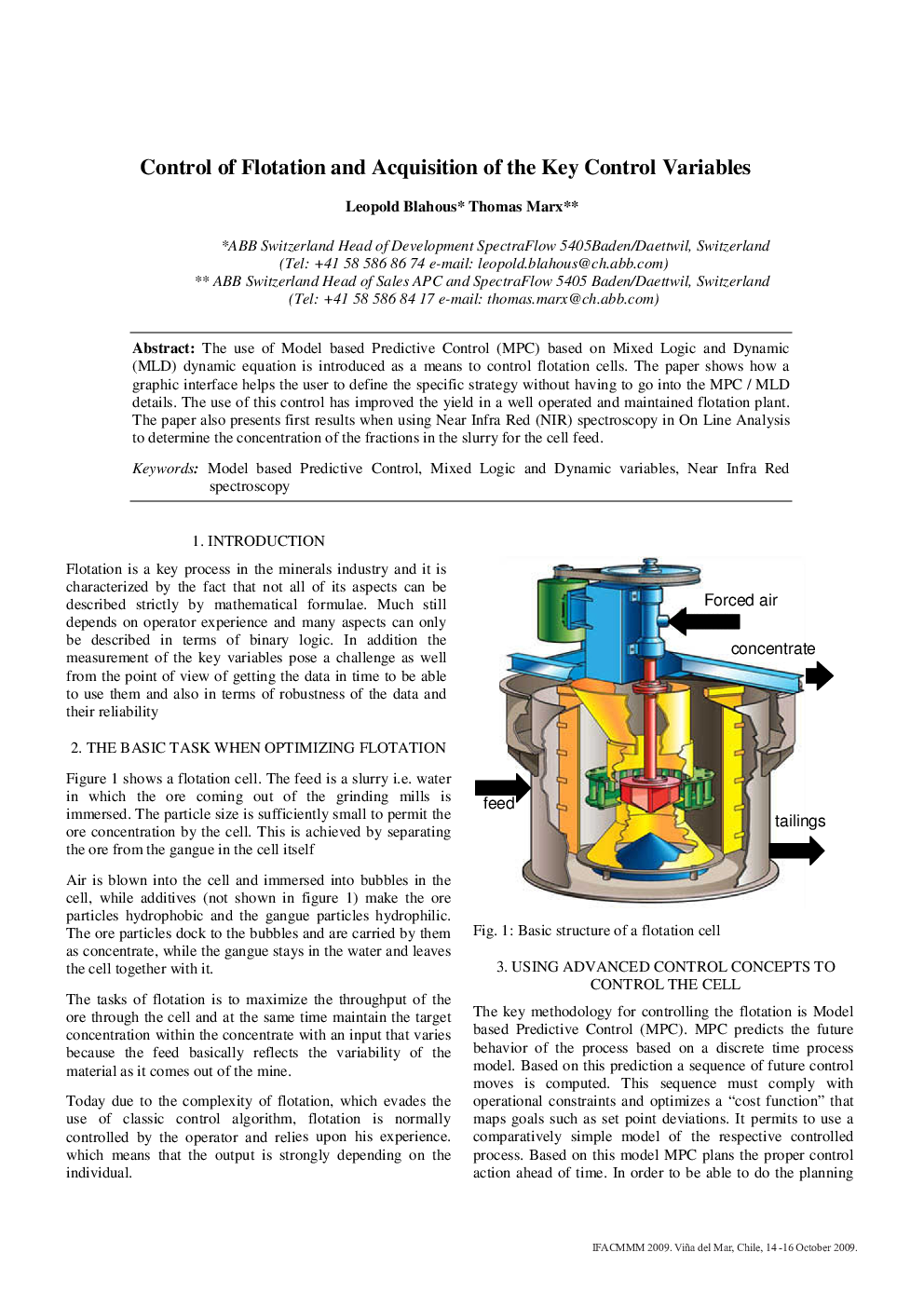 Control of Flotation and Acquisition of the Key Control Variables
