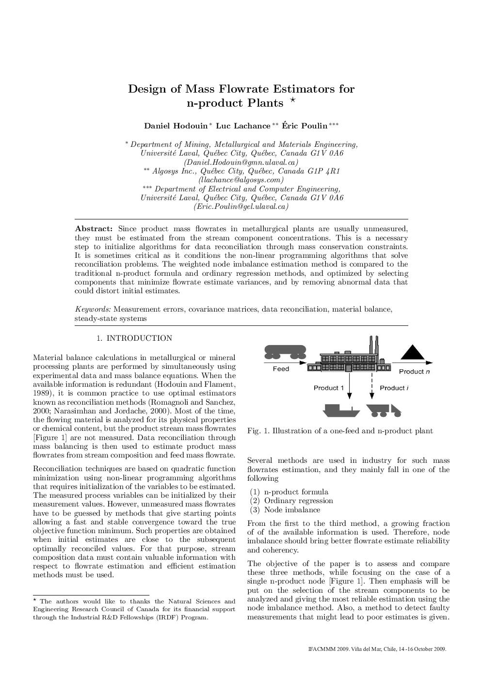 Design of Mass Flowrate Estimators for n-product Plants 