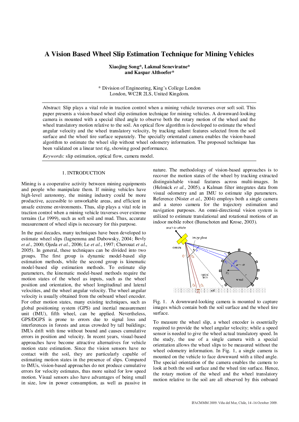 A Vision Based Wheel Slip Estimation Technique for Mining Vehicles
