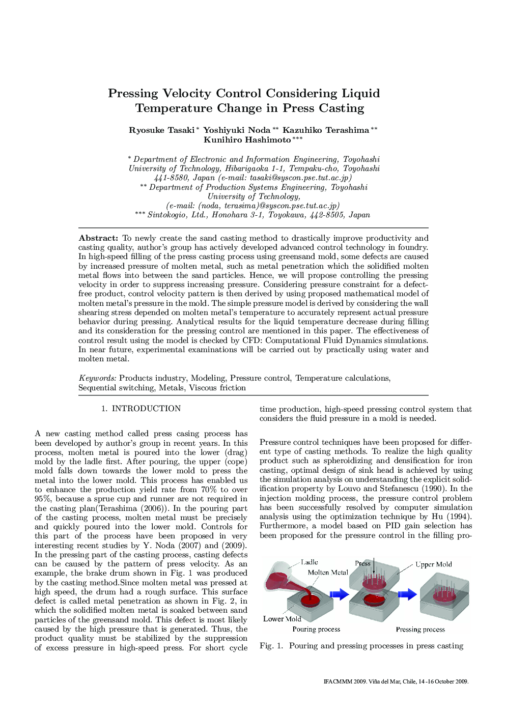 Pressing Velocity Control Considering Liquid Temperature Change in Press Casting