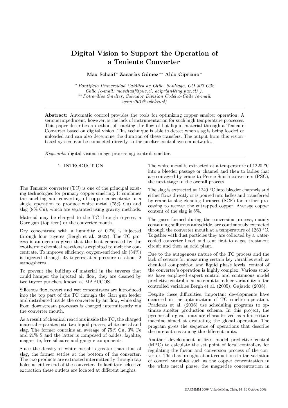 Digital Vision to Support the Operation of a Teniente Converter