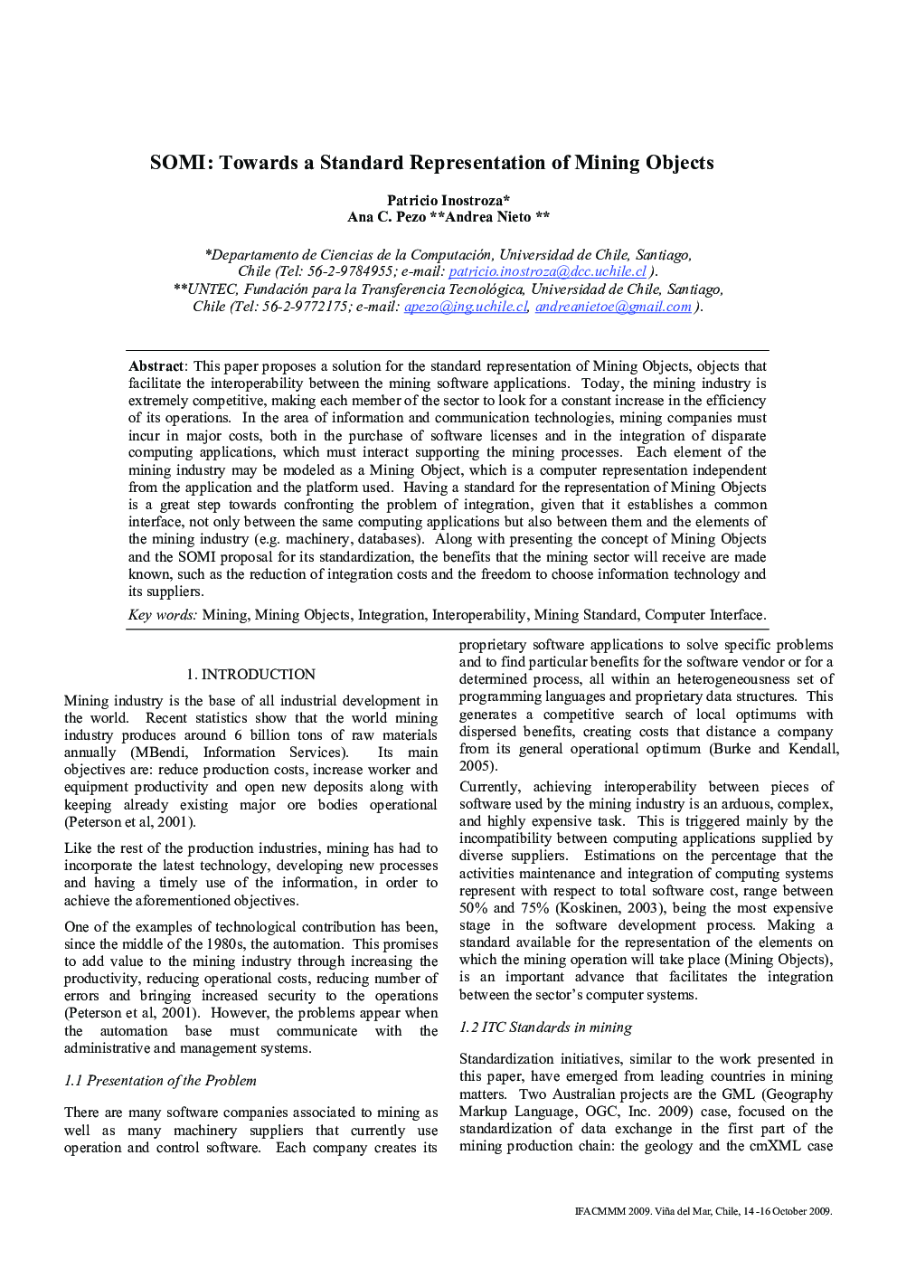 SOMI: Towards a Standard Representation of Mining Objects