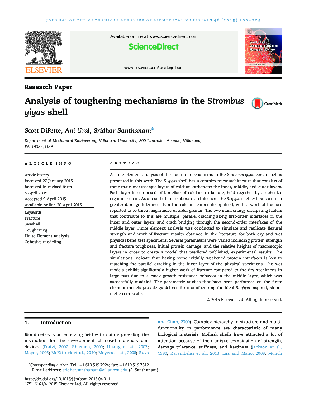 Analysis of toughening mechanisms in the Strombus gigas shell