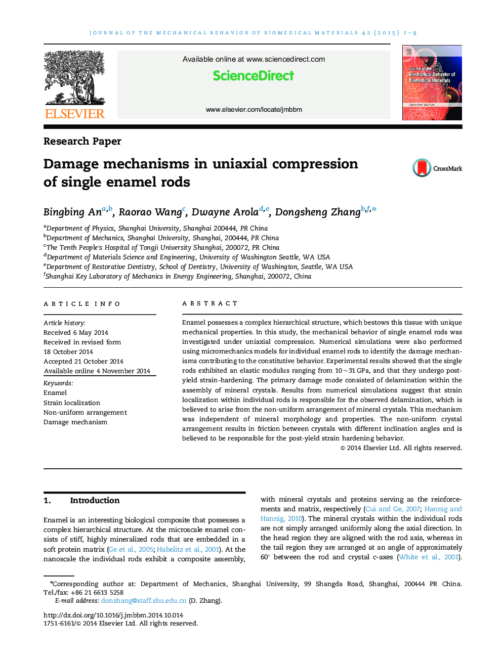Damage mechanisms in uniaxial compression of single enamel rods