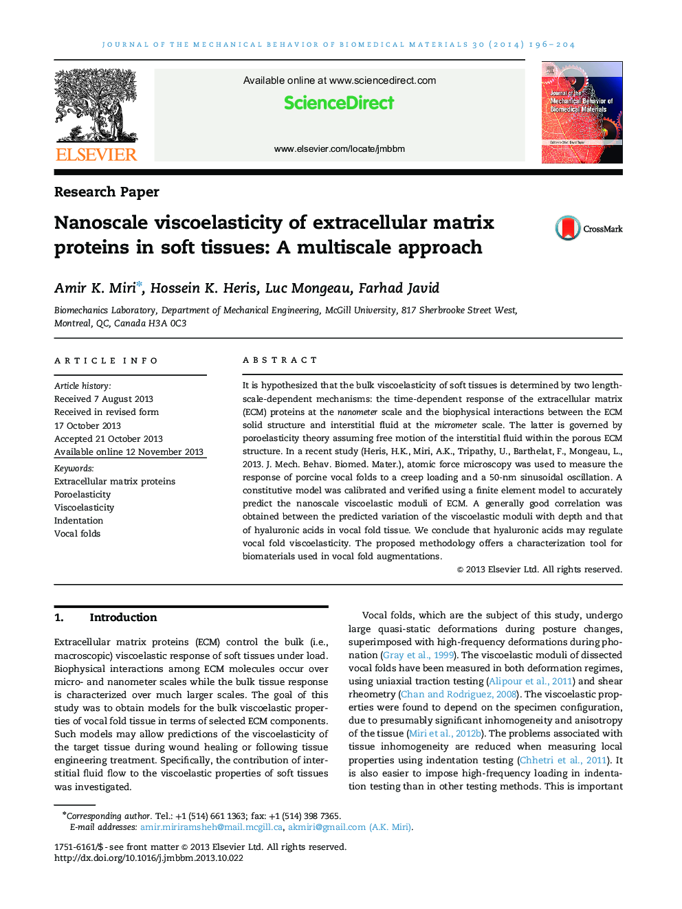 Nanoscale viscoelasticity of extracellular matrix proteins in soft tissues: A multiscale approach