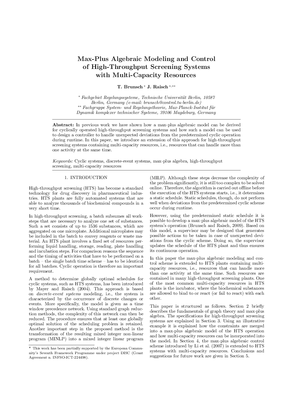 Max-Plus Algebraic Modeling and Control of High-Throughput Screening Systems with Multi-Capacity Resources 