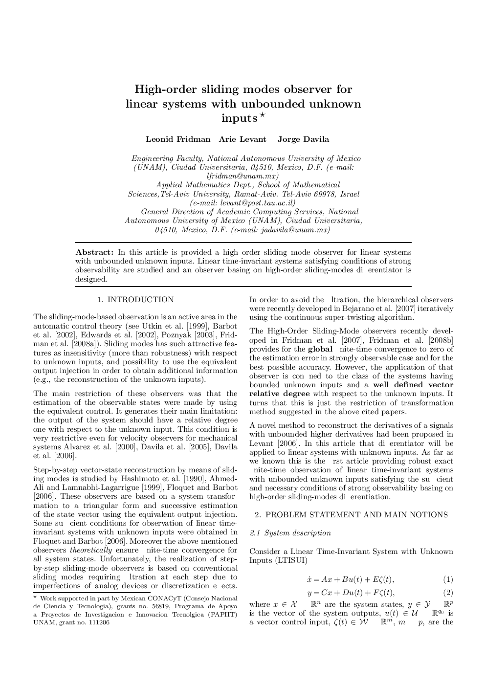 High-order sliding modes observer for linear systems with unbounded unknown inputs 