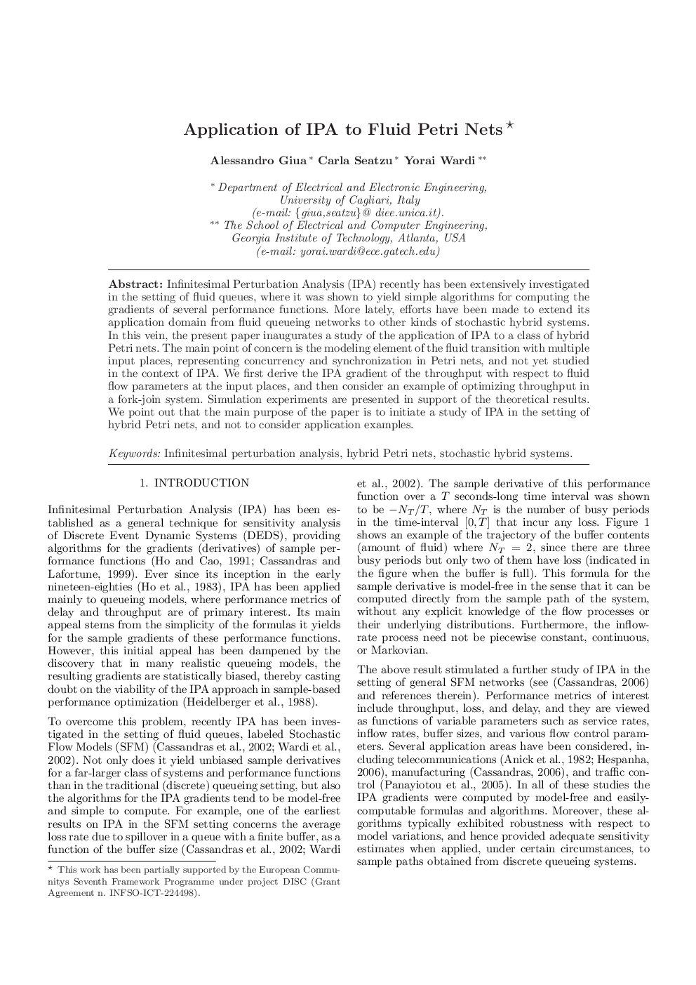 Application of IPA to Fluid Petri Nets 