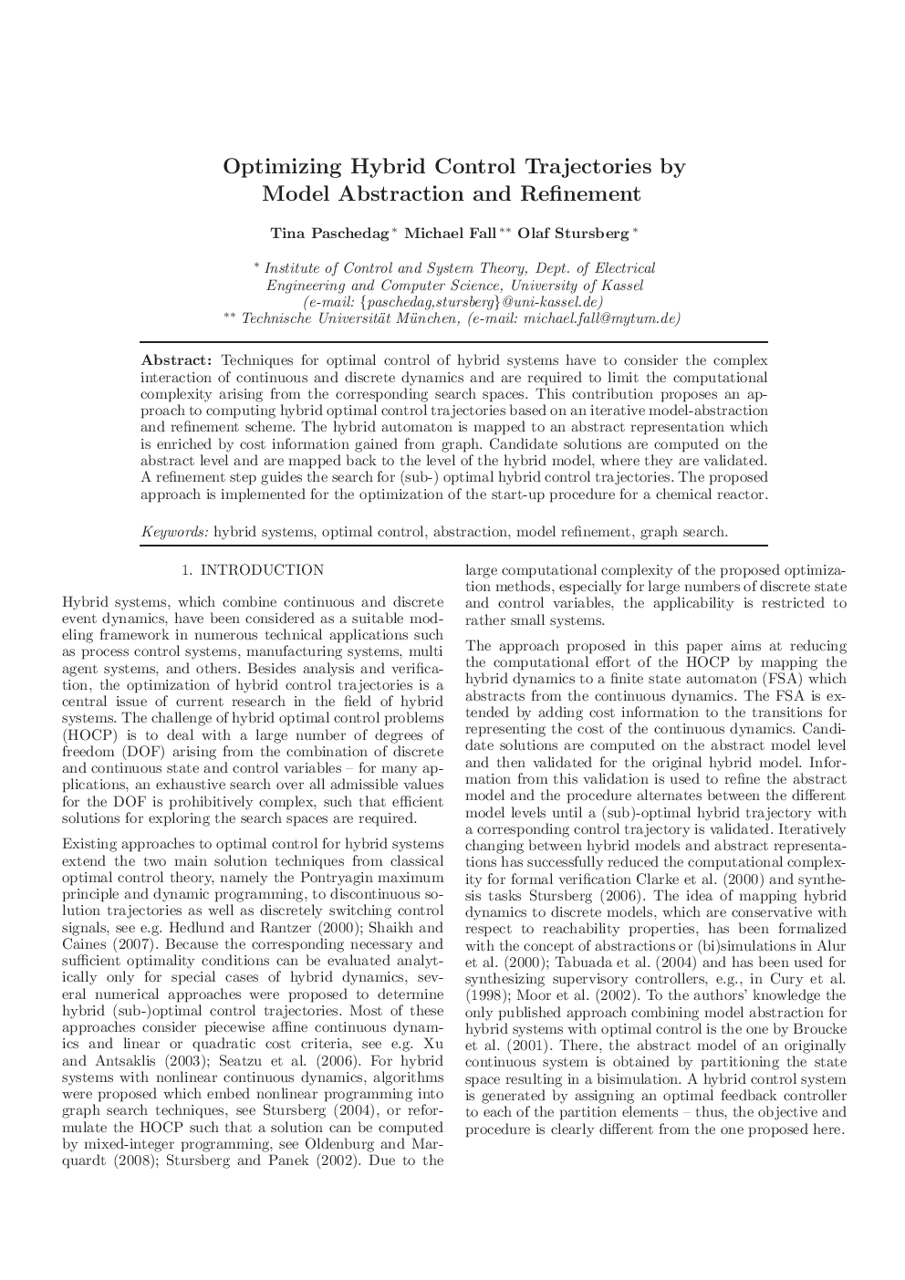 Optimizing Hybrid Control Trajectories by Model abstraction and Refinement