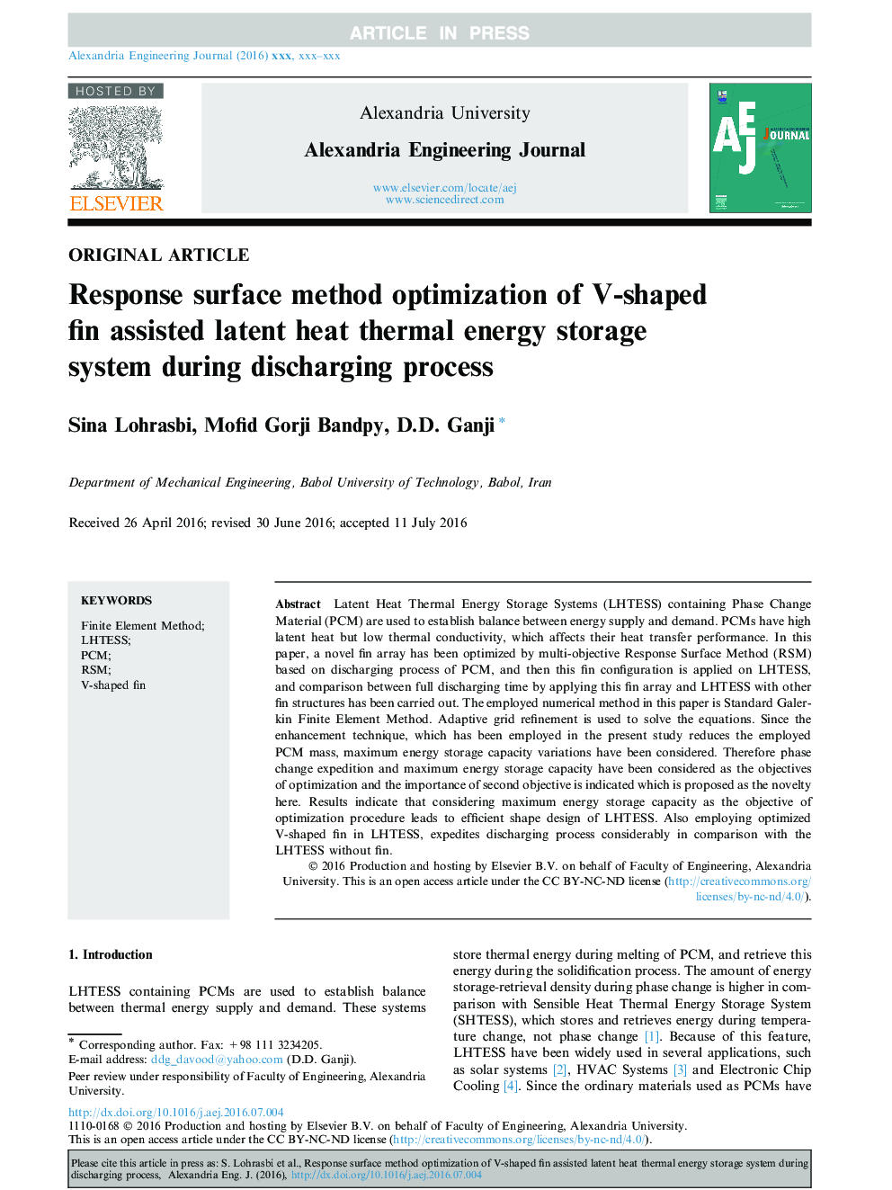Response surface method optimization of V-shaped fin assisted latent heat thermal energy storage system during discharging process