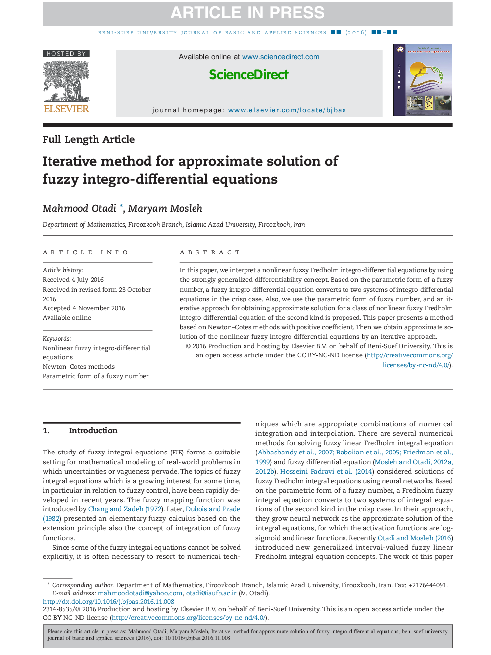 Iterative method for approximate solution of fuzzy integro-differential equations