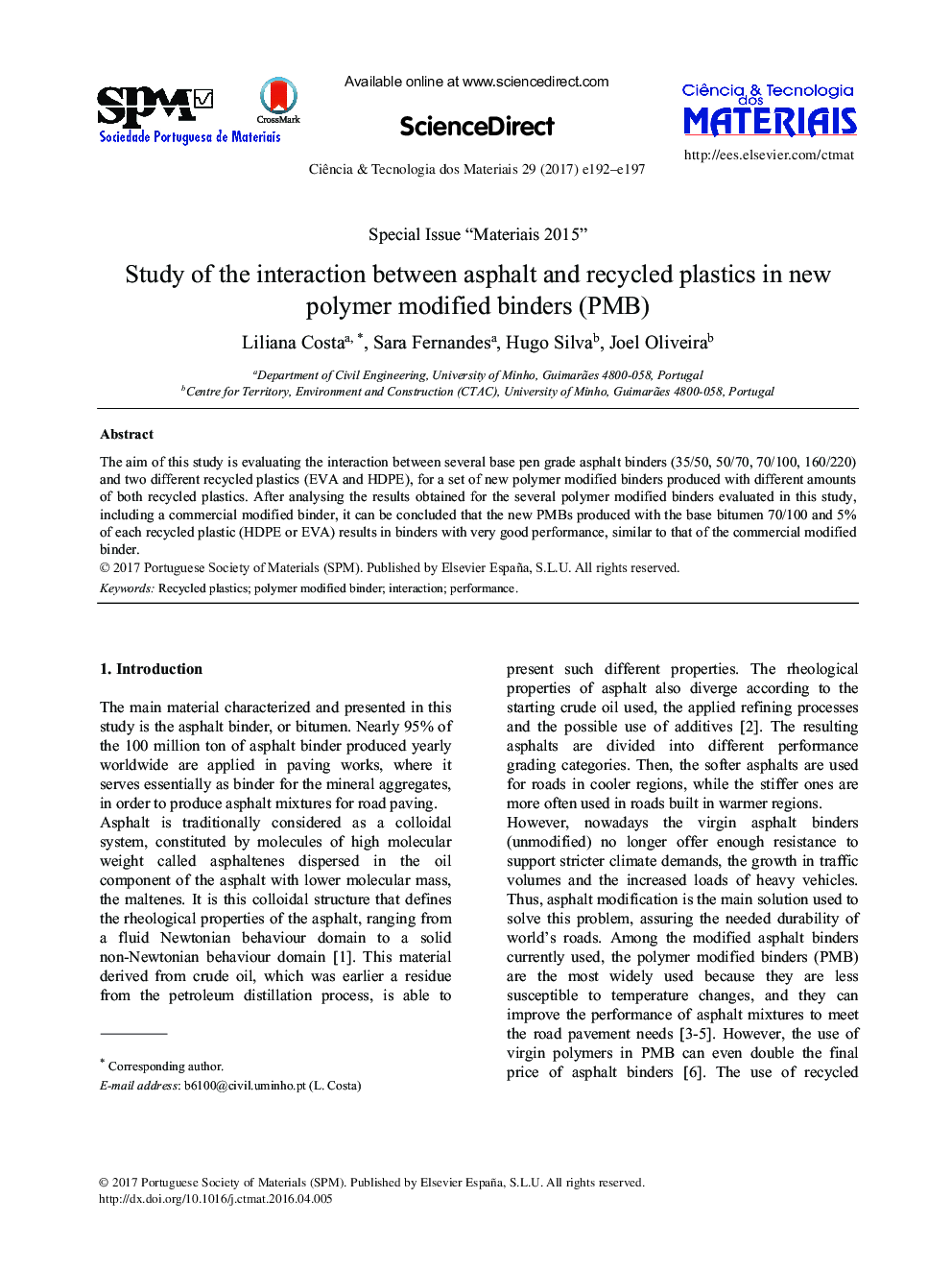 Study of the interaction between asphalt and recycled plastics in new polymer modified binders (PMB)