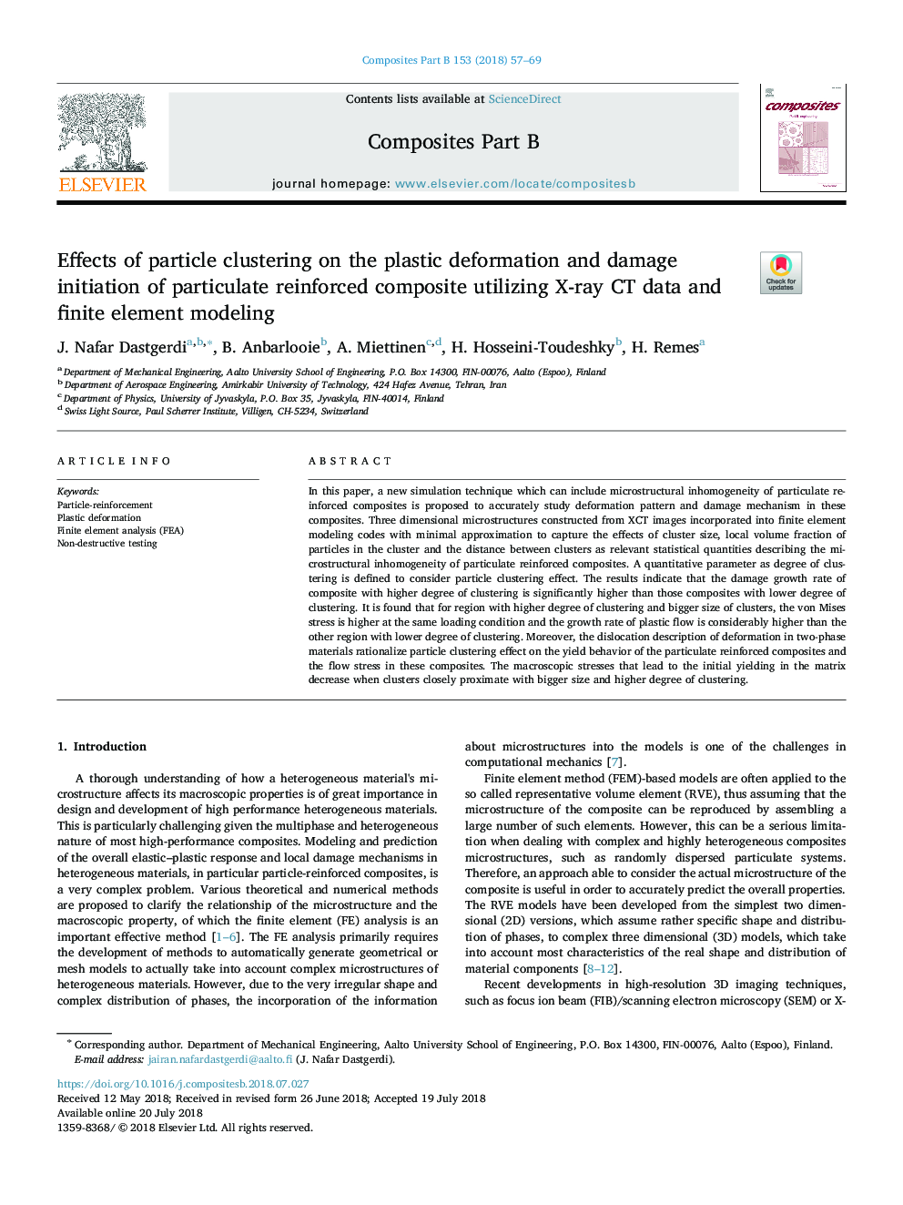 Effects of particle clustering on the plastic deformation and damage initiation of particulate reinforced composite utilizing X-ray CT data and finite element modeling
