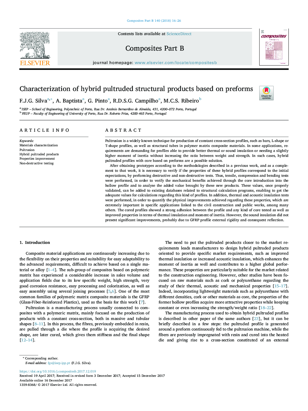 Characterization of hybrid pultruded structural products based on preforms