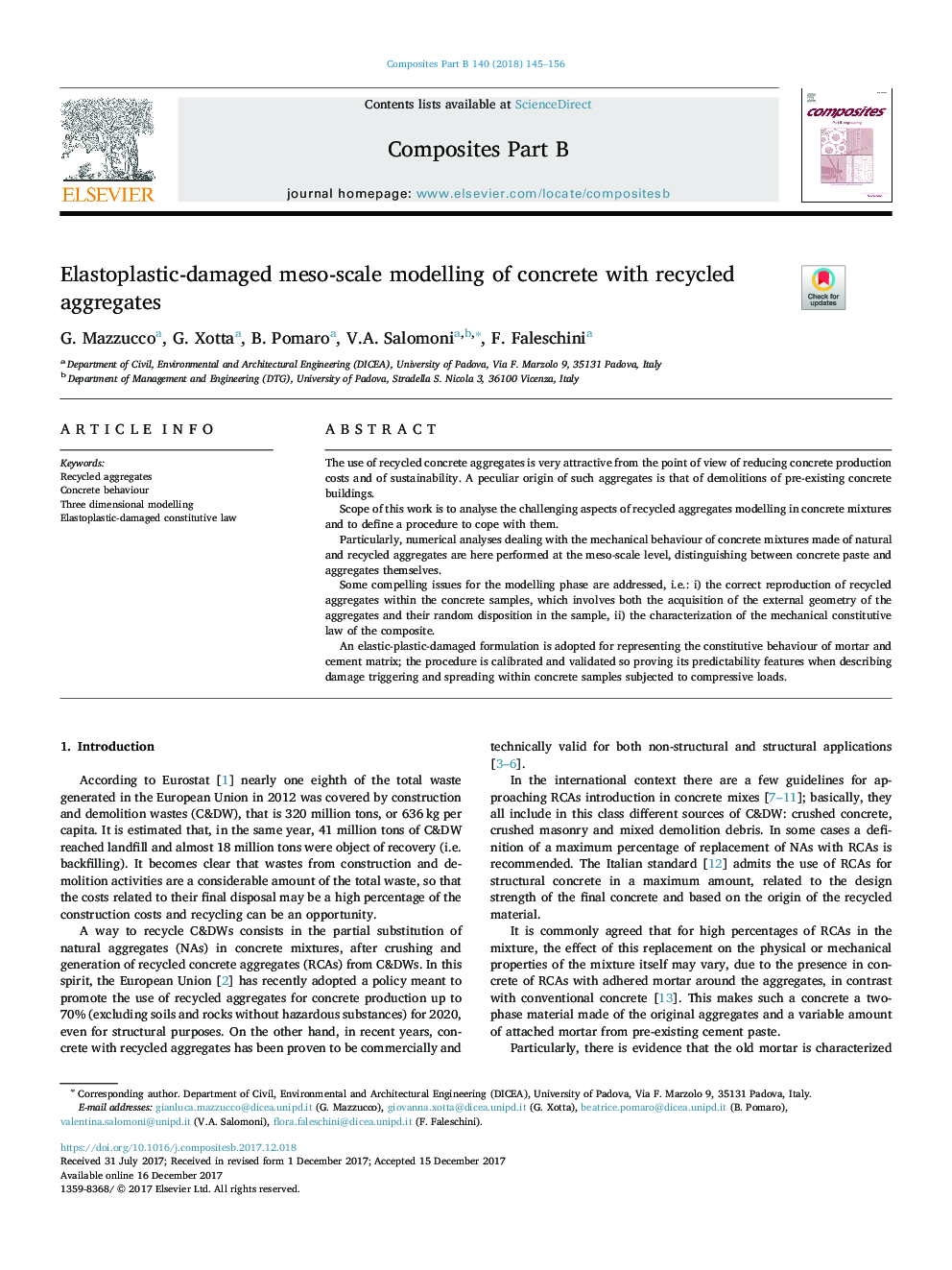 Elastoplastic-damaged meso-scale modelling of concrete with recycled aggregates