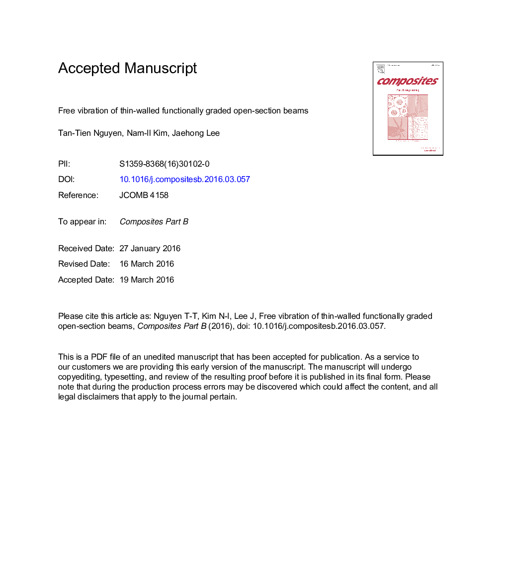 Free vibration of thin-walled functionally graded open-section beams