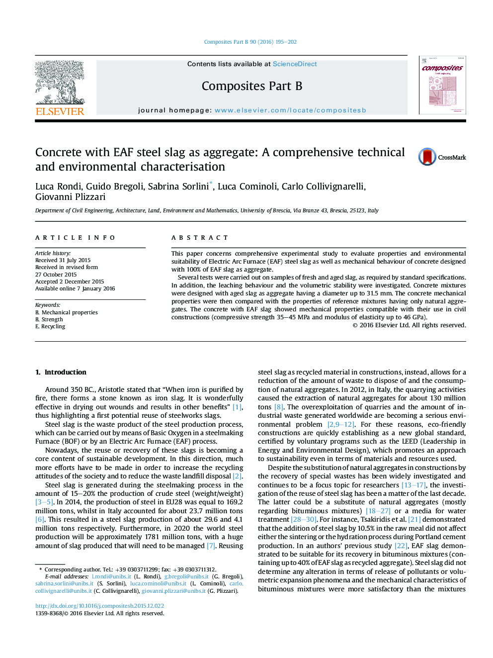 Concrete with EAF steel slag as aggregate: A comprehensive technical and environmental characterisation