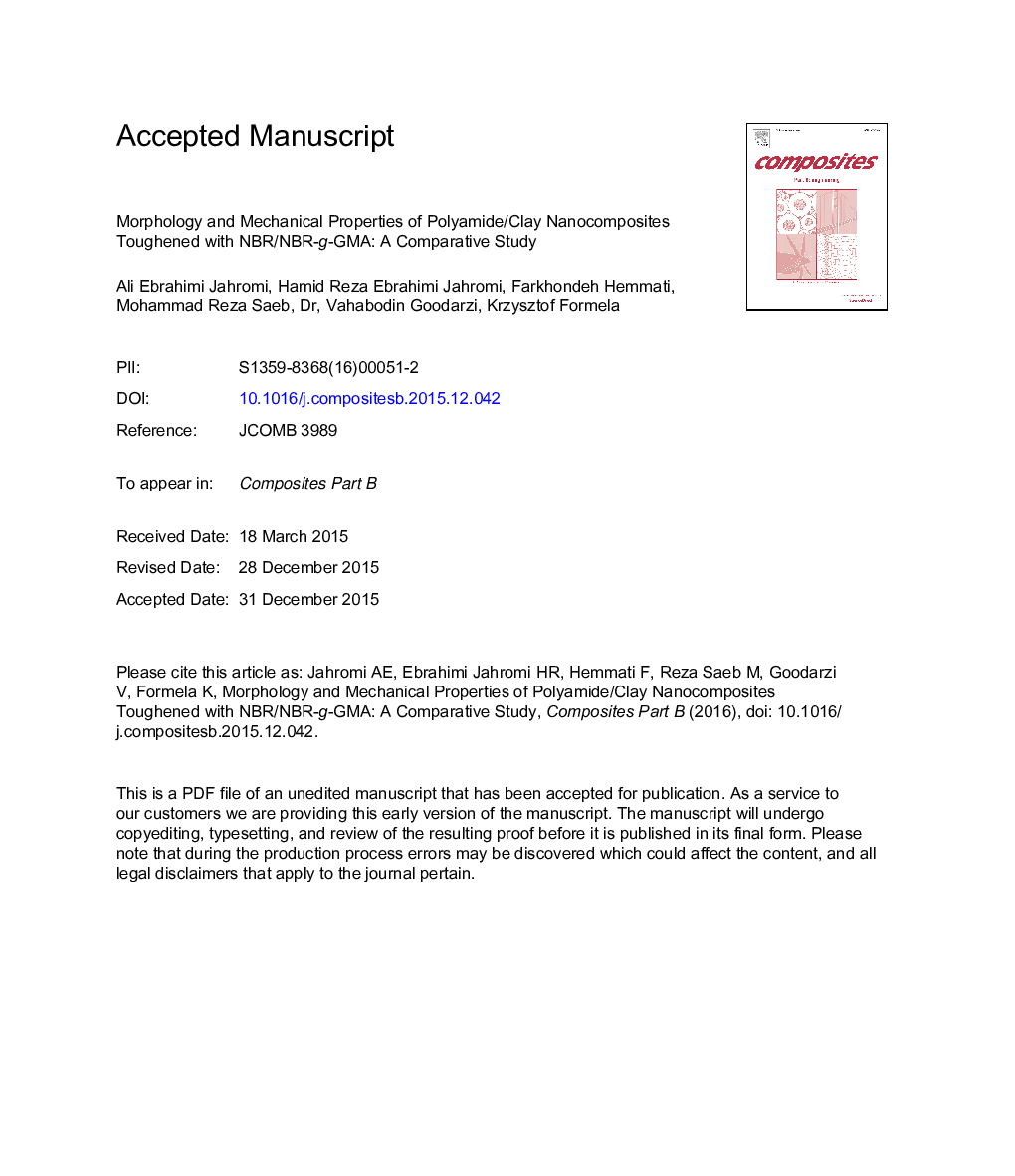 Morphology and mechanical properties of polyamide/clay nanocomposites toughened with NBR/NBR-g-GMA: A comparative study