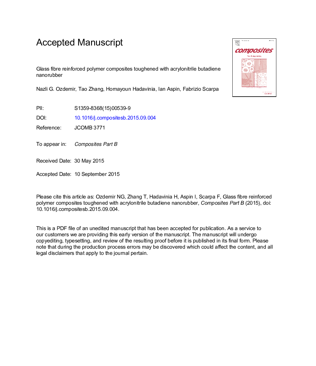 Glass fibre reinforced polymer composites toughened with acrylonitrile butadiene nanorubber