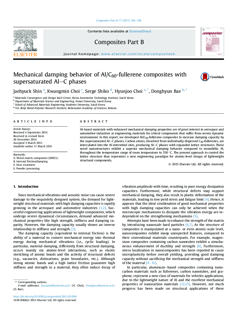 Mechanical damping behavior of Al/C60-fullerene composites with supersaturated Al-C phases