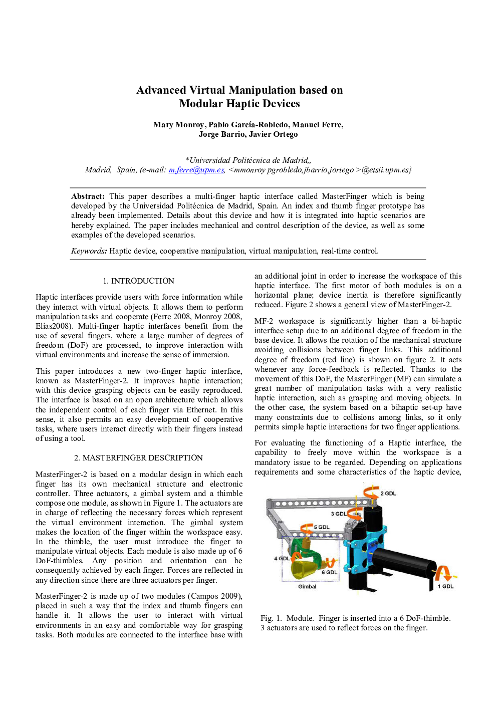 Advanced Virtual Manipulation based on Modular Haptic Devices