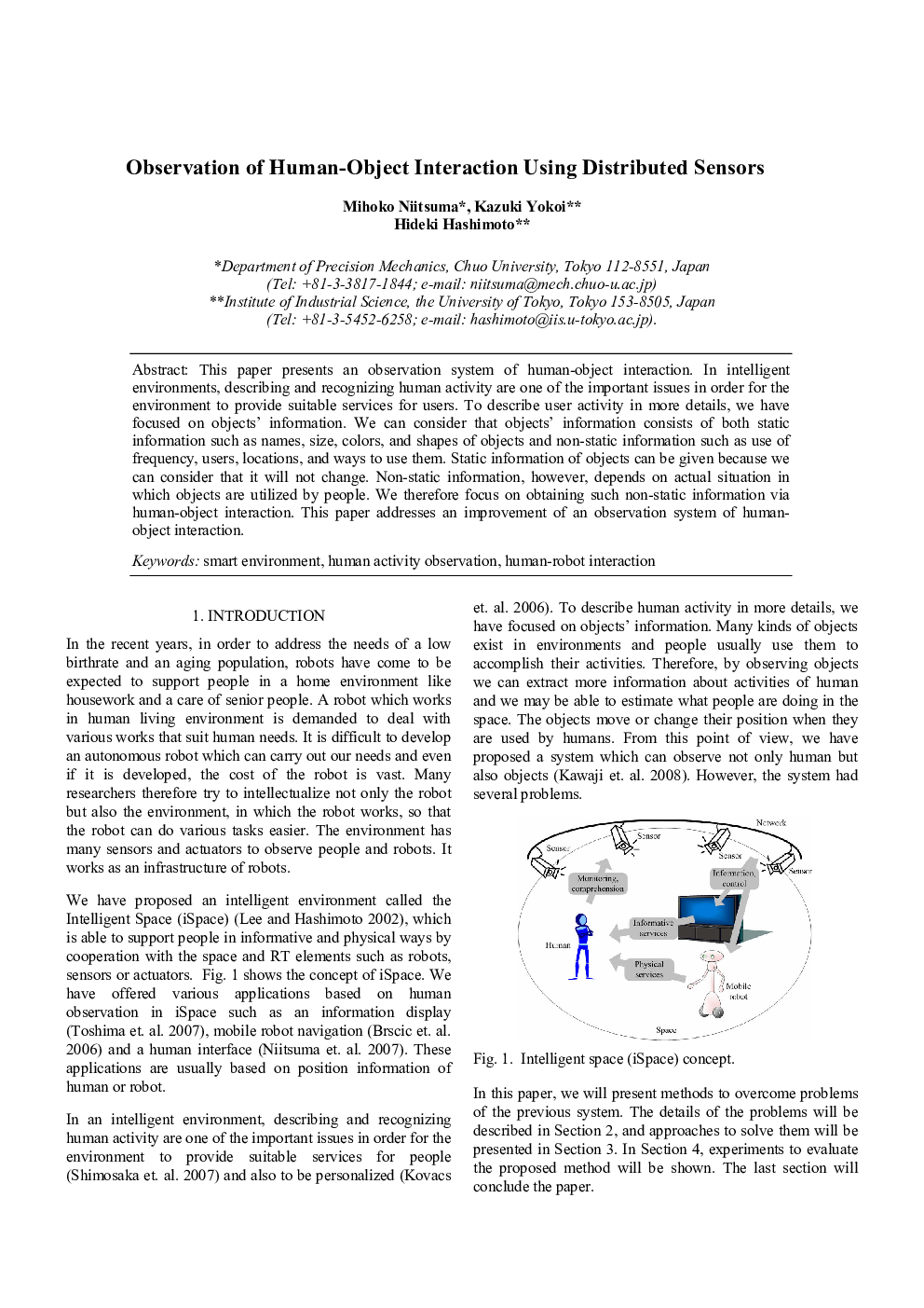 Observation of Human-Object Interaction Using Distributed Sensors