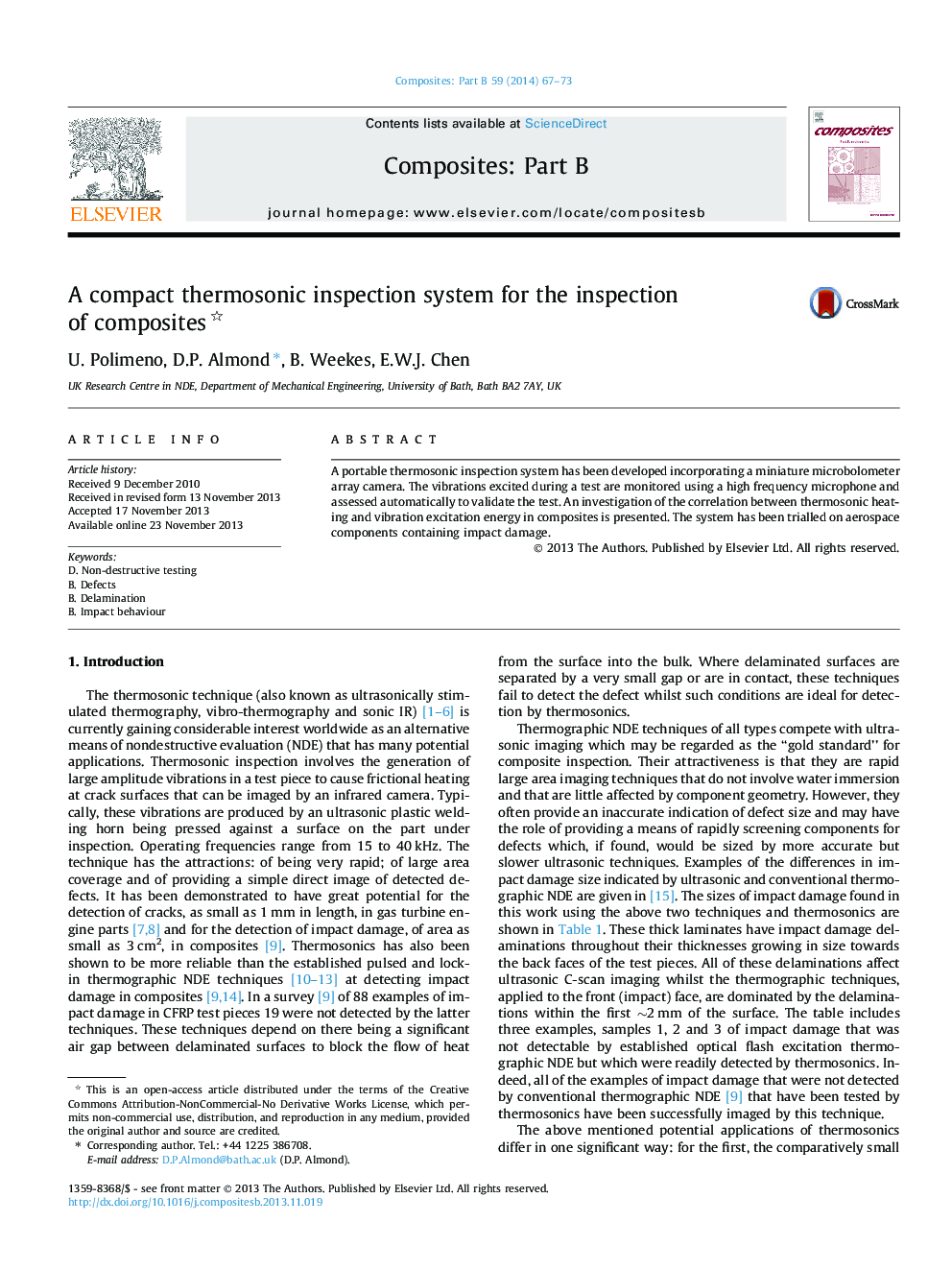 A compact thermosonic inspection system for the inspection of composites