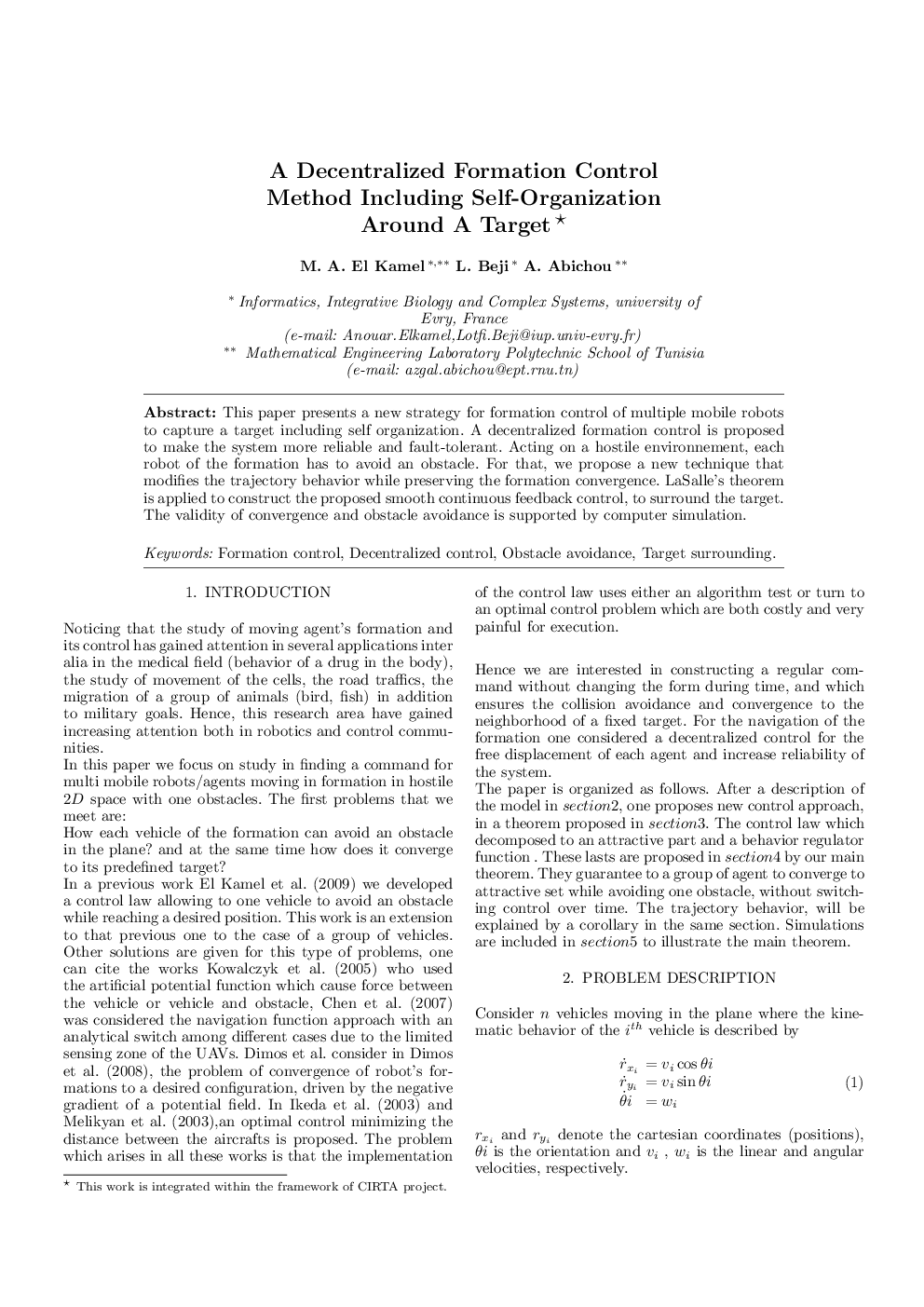 A Decentralized Formation Control Method Including Self-Organization Around A Target* 
