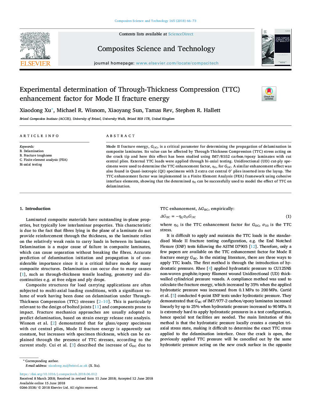 Experimental determination of Through-Thickness Compression (TTC) enhancement factor for Mode II fracture energy