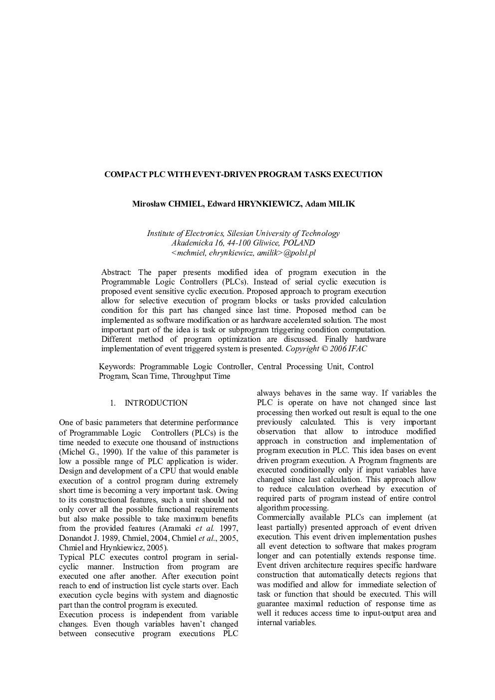 COMPACT PLC WITH EVENT-DRIVEN PROGRAM TASKS EXECUTION