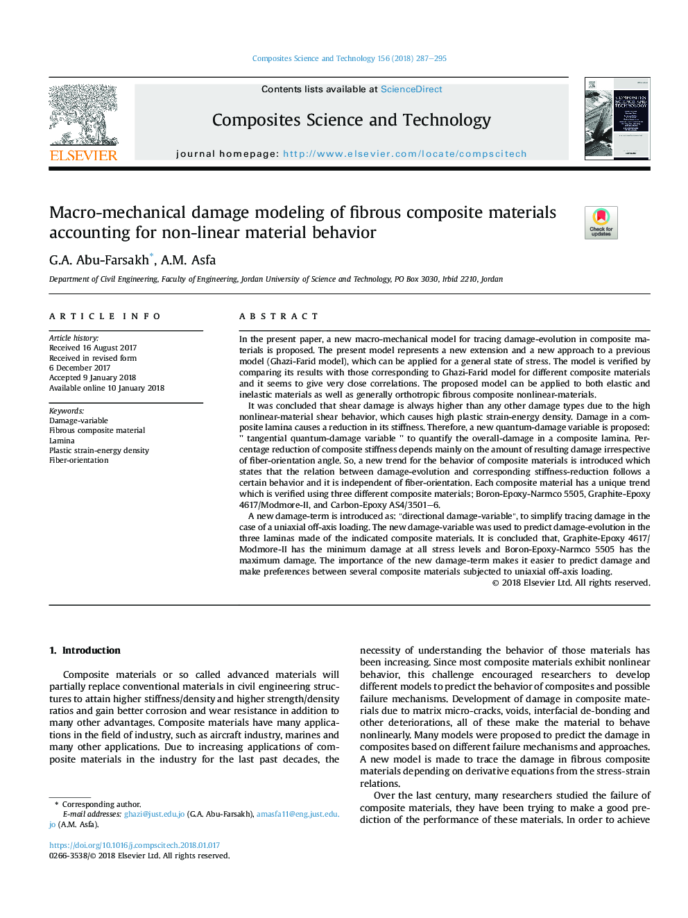 Macro-mechanical damage modeling of fibrous composite materials accounting for non-linear material behavior