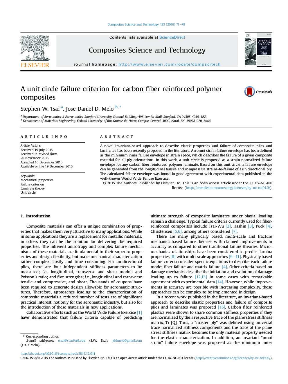 A unit circle failure criterion for carbon fiber reinforced polymer composites