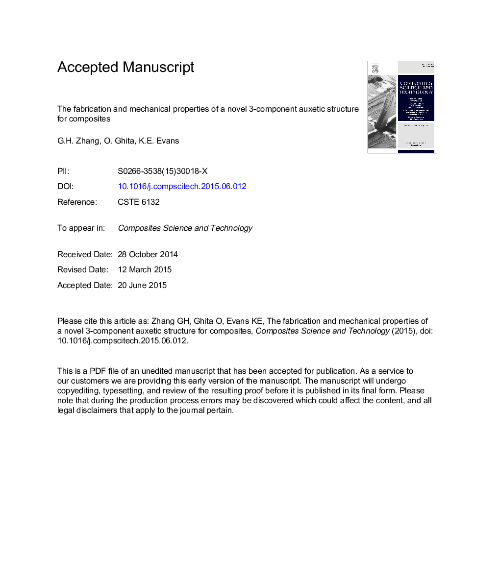 The fabrication and mechanical properties of a novel 3-component auxetic structure for composites