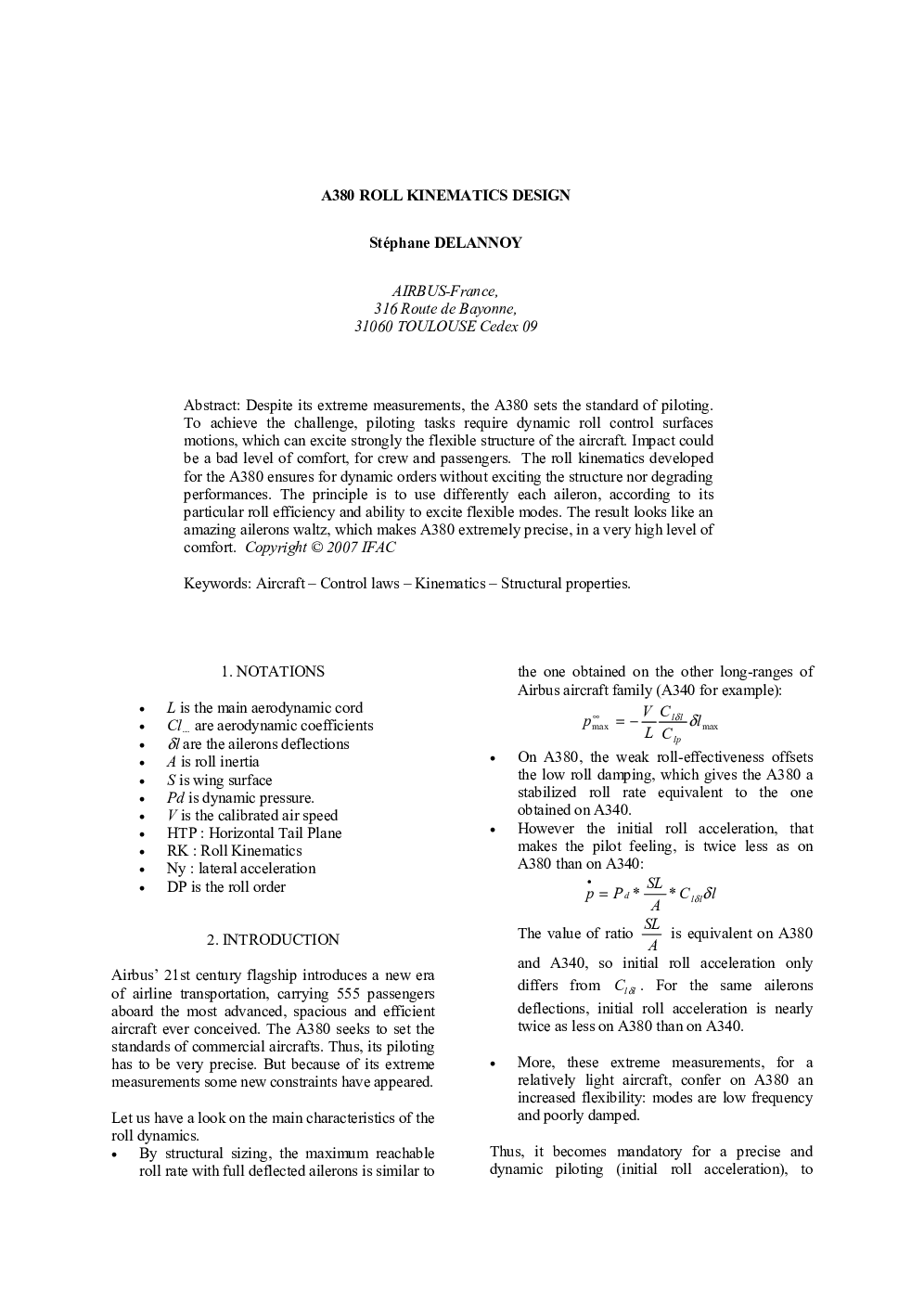 A380 ROLL KINEMATICS DESIGN