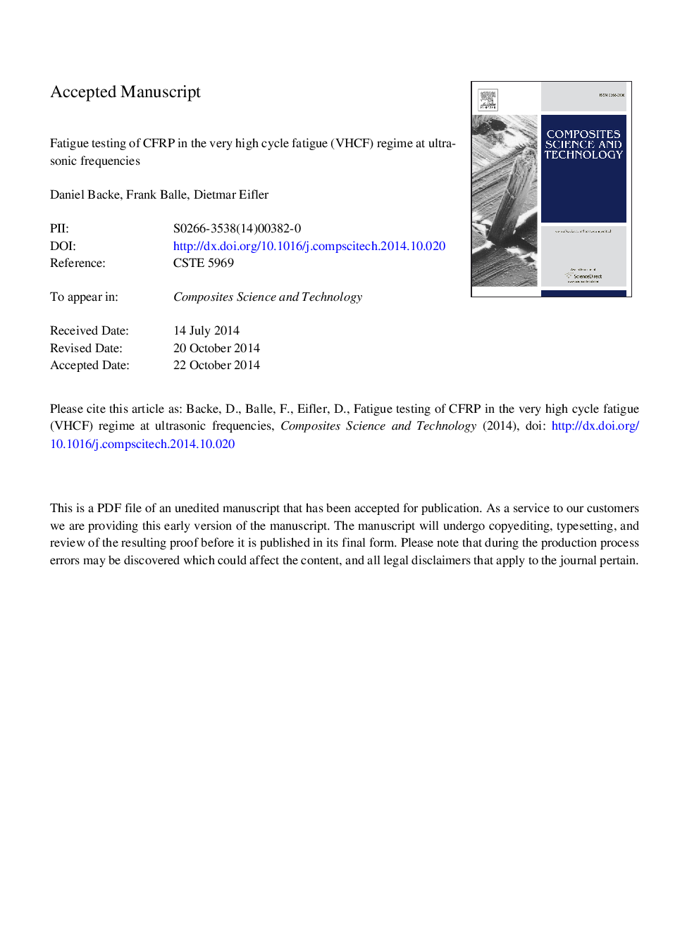 Fatigue testing of CFRP in the Very High Cycle Fatigue (VHCF) regime at ultrasonic frequencies