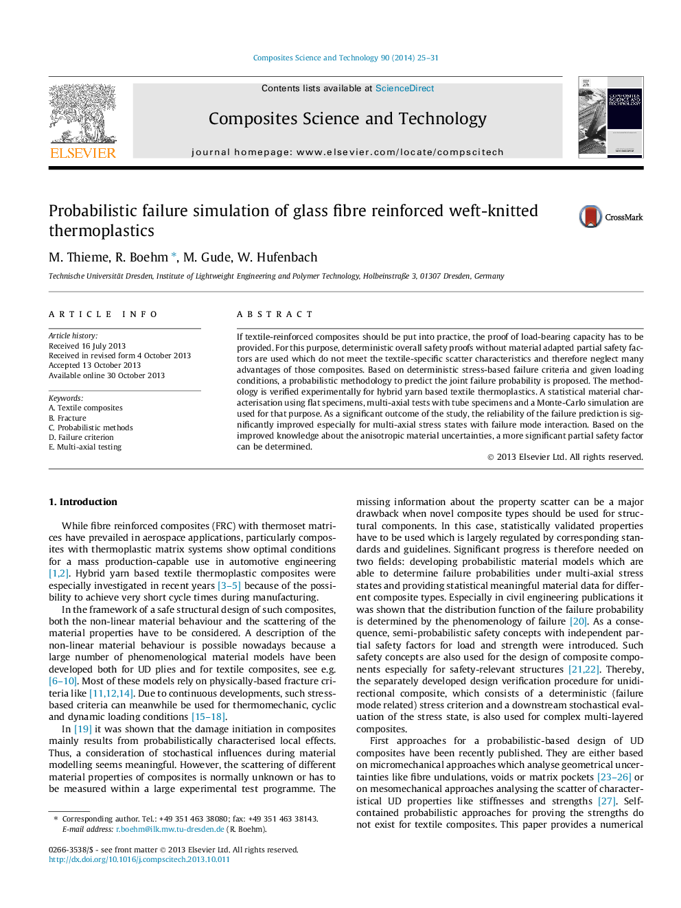 Probabilistic failure simulation of glass fibre reinforced weft-knitted thermoplastics