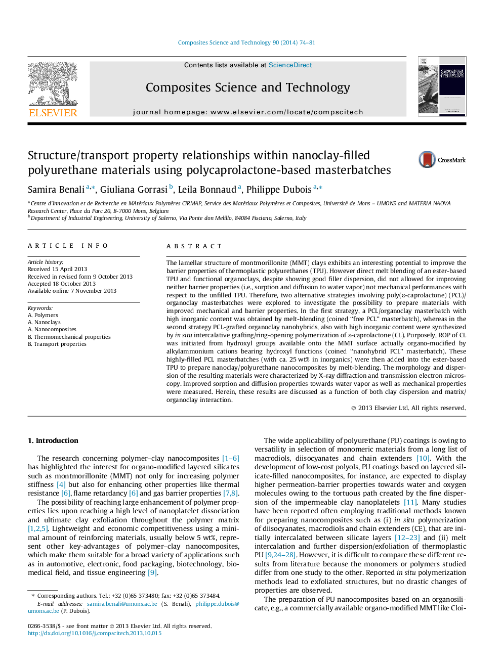 رابطه ساختار / حمل و نقل اموال در مواد پلی اورتان پر شده با نانوذرات با استفاده از کارتریج های مبتنی بر پلی کاپرولاکتون 