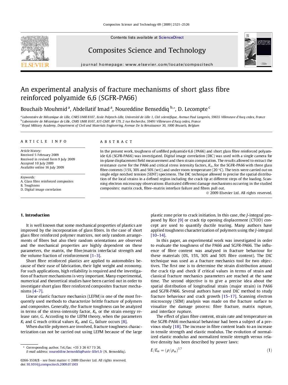 An experimental analysis of fracture mechanisms of short glass fibre reinforced polyamide 6,6 (SGFR-PA66)