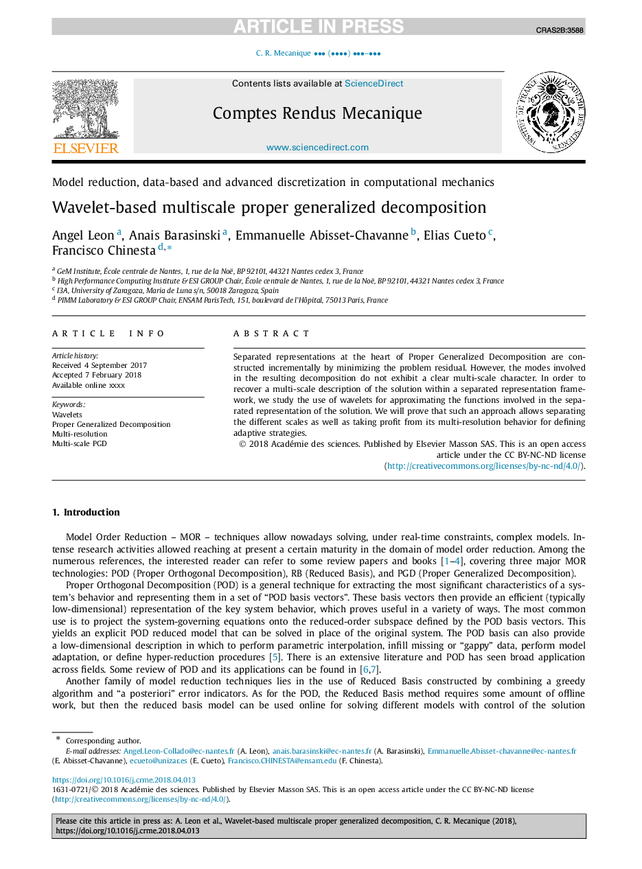 Wavelet-based multiscale proper generalized decomposition