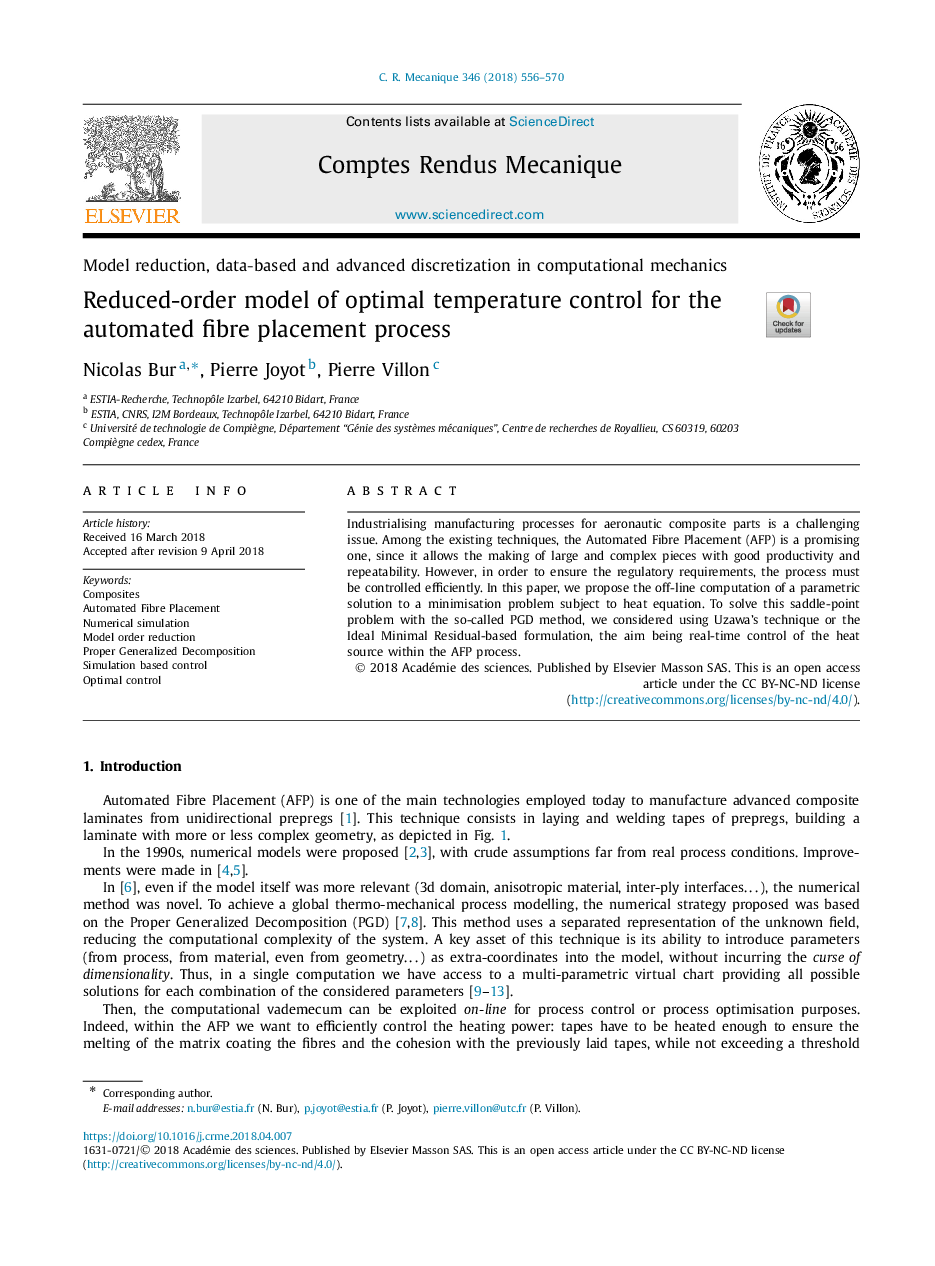 Reduced-order model of optimal temperature control for the automated fibre placement process