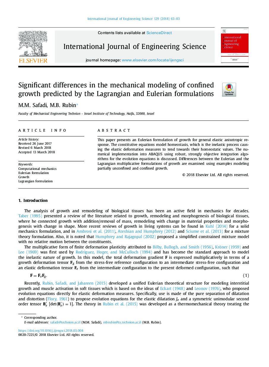 Significant differences in the mechanical modeling of confined growth predicted by the Lagrangian and Eulerian formulations