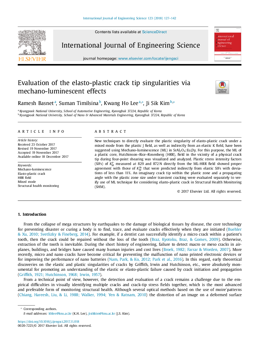 Evaluation of the elasto-plastic crack tip singularities via mechano-luminescent effects