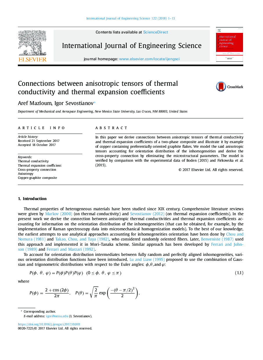 Connections between anisotropic tensors of thermal conductivity and thermal expansion coefficients