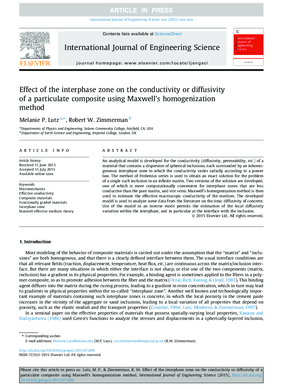 Effect of the interphase zone on the conductivity or diffusivity of a particulate composite using Maxwell's homogenization method