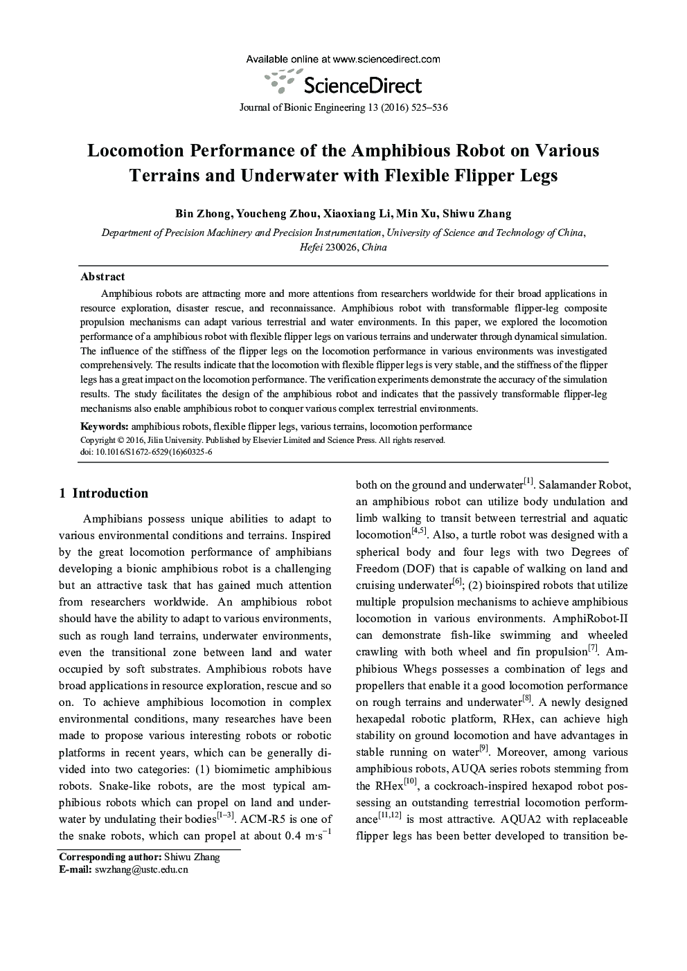 Locomotion Performance of the Amphibious Robot on Various Terrains and Underwater with Flexible Flipper Legs