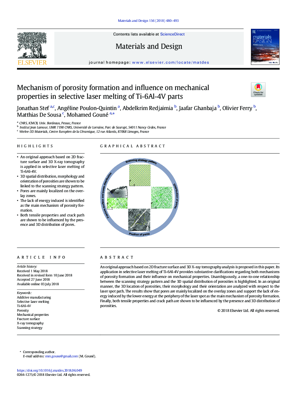 Mechanism of porosity formation and influence on mechanical properties in selective laser melting of Ti-6Al-4V parts