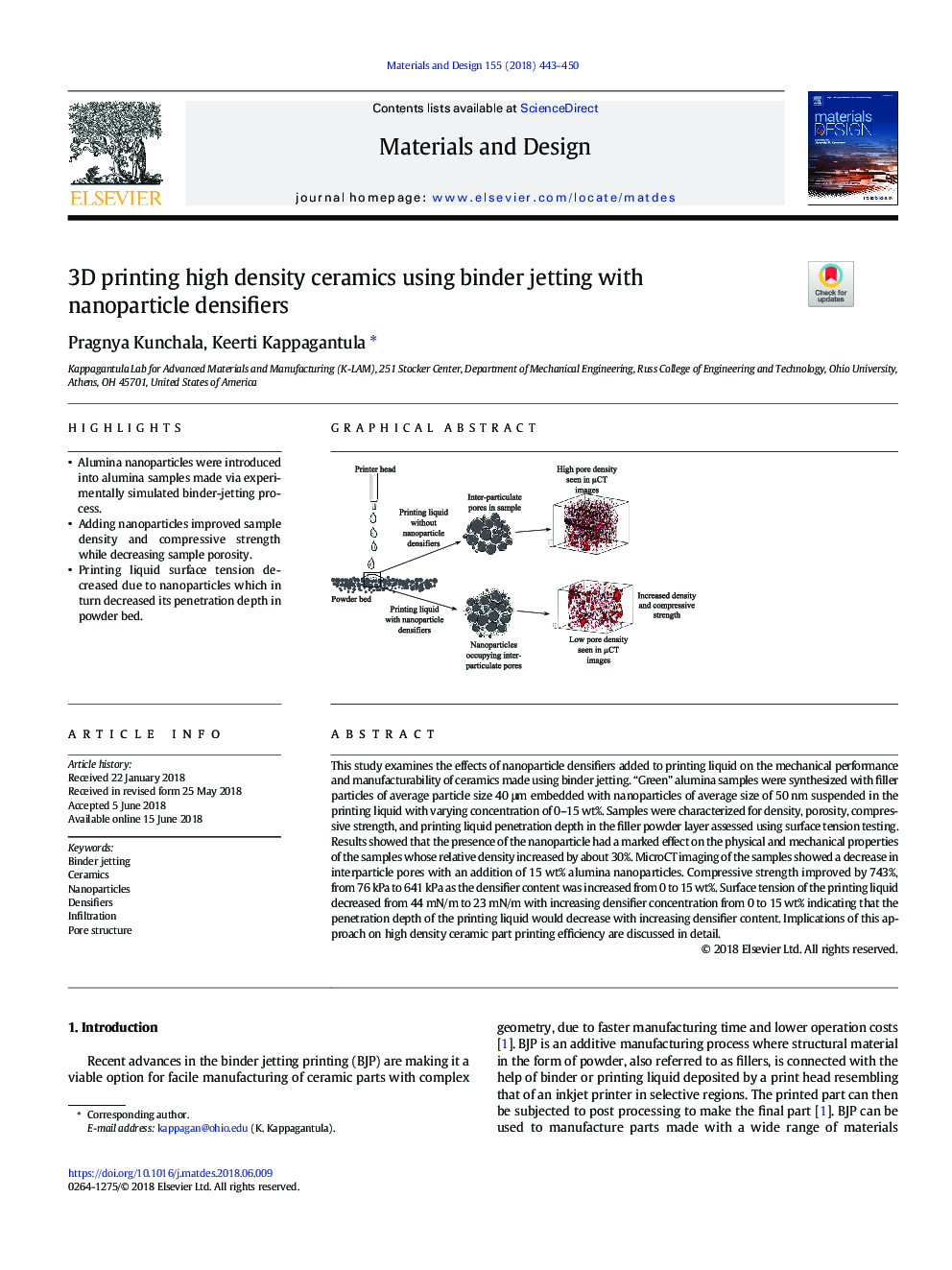 3D printing high density ceramics using binder jetting with nanoparticle densifiers